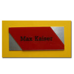 Namensschild PF5 Aluminium Edelstahl Look mit Plexiglas